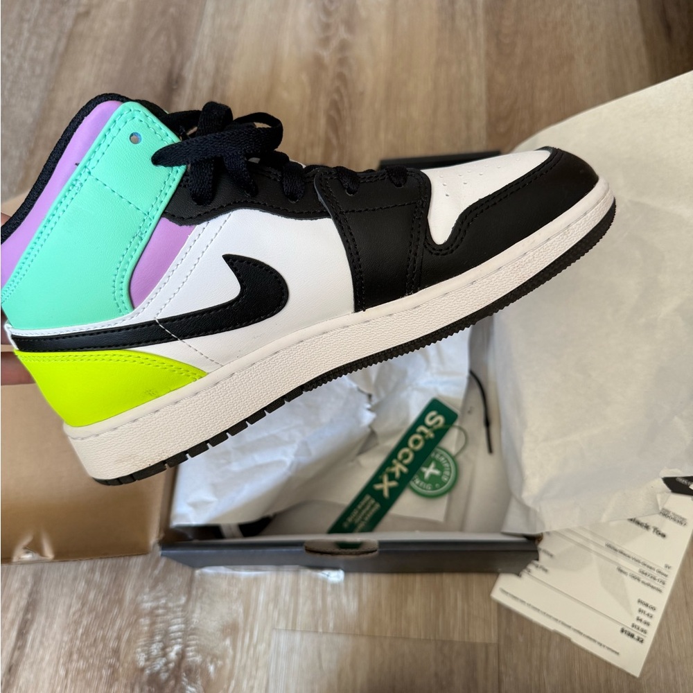 Jordan Kids High-Top Sneakers in Black, White, Mint, Lavender, Neon Yellow